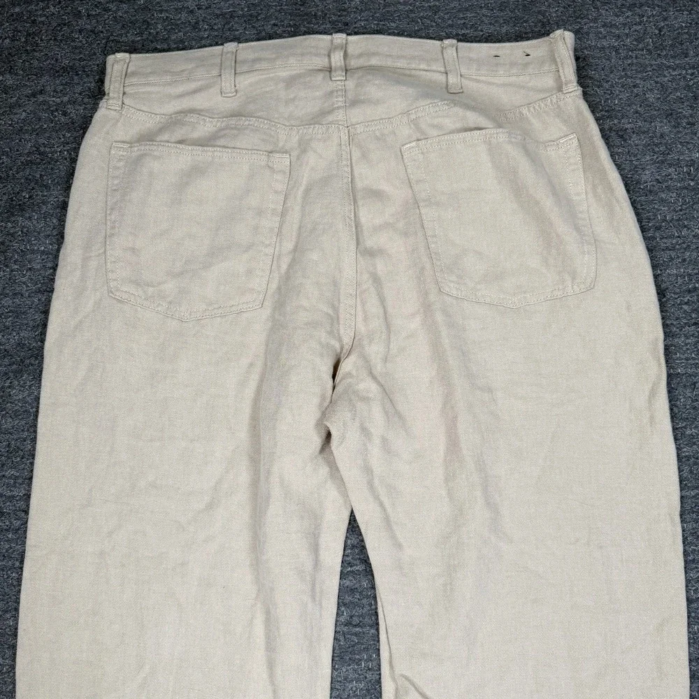 Gap Pants Mens 36x29 Wide Leg 90s Loose Linen Blend Casual Bedrock Beige Baggy